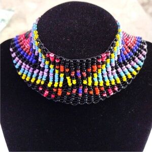 🏜️Multicolor Seed Bead Beaded Choker Necklace Native American Indian Inspired
